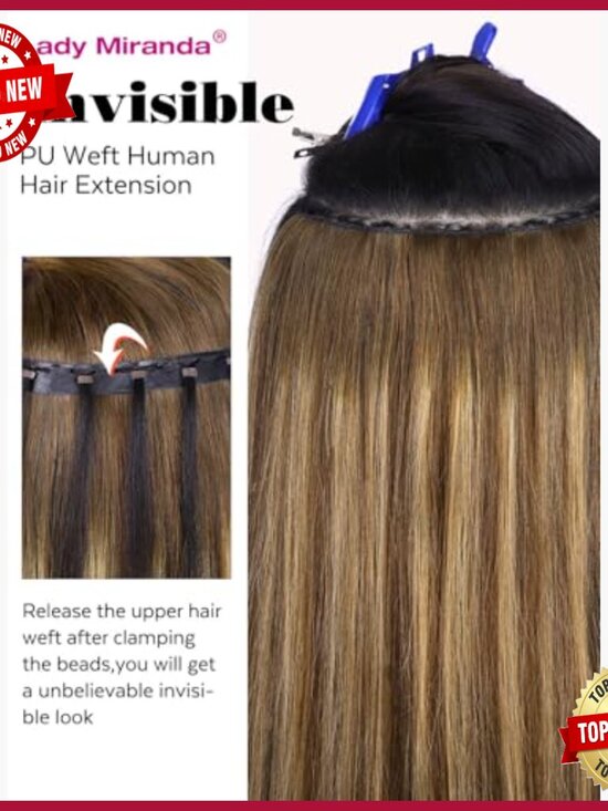 18 Inch Human Hair Extensions 8 Piece Set Seamless Reusable main image 6